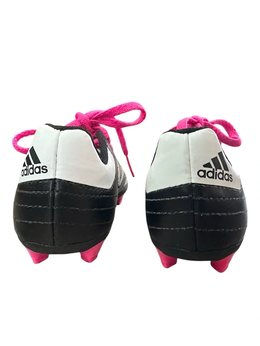 ADIDAS Kids Black & Pink Soccer Cleats White Stripes size US 11